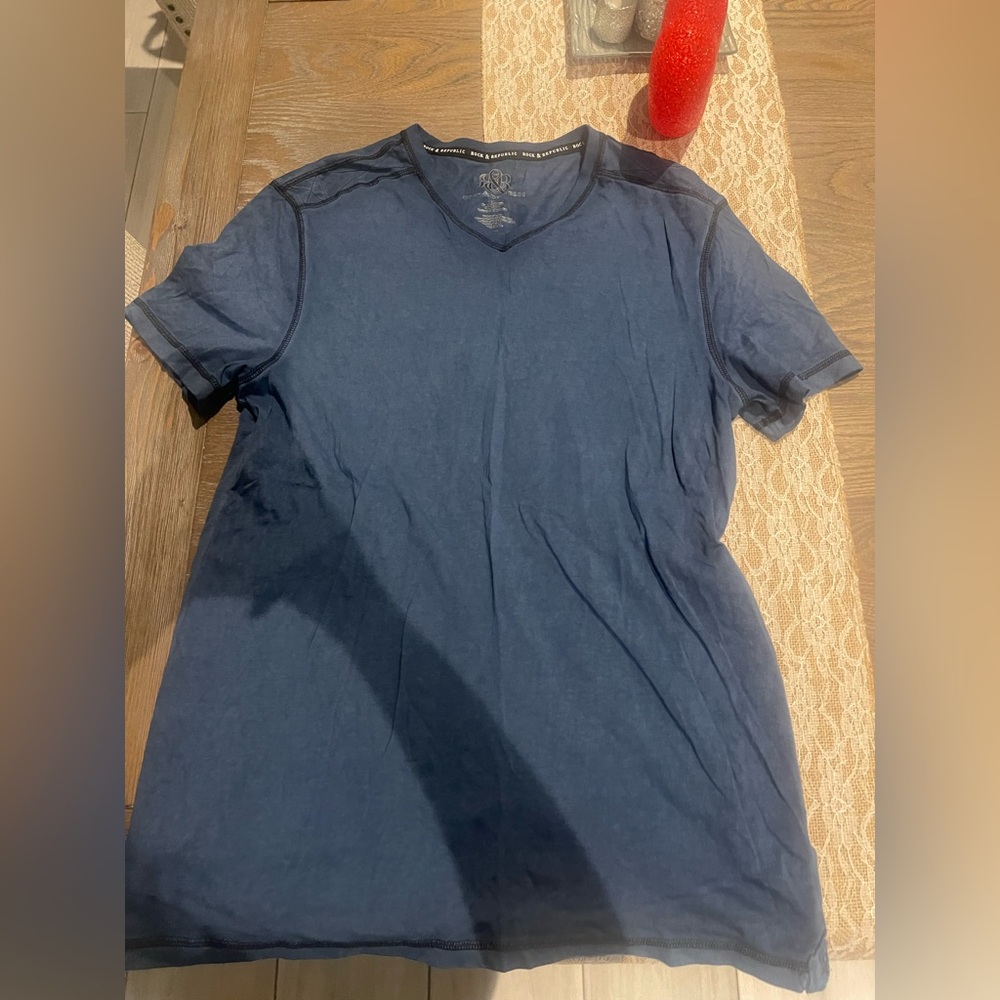 Men's Blue V-Neck Shirt